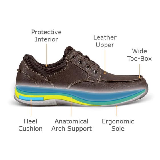 Orthofeet Leo - Men's Comfort Casual Boat Shoes