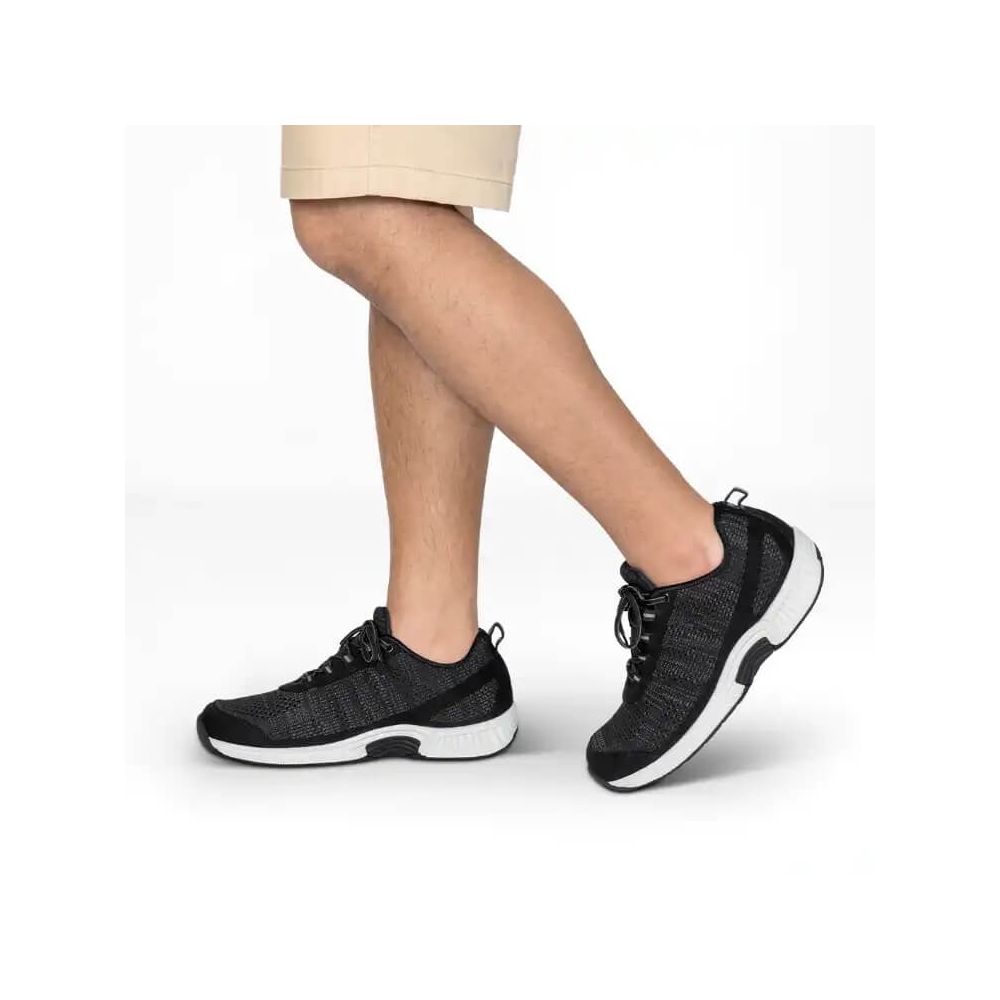 Orthofeet Lava Knit Sneakers Mens 8.5 Black Hands Free No Tie Shoes comfort Men main image 2
