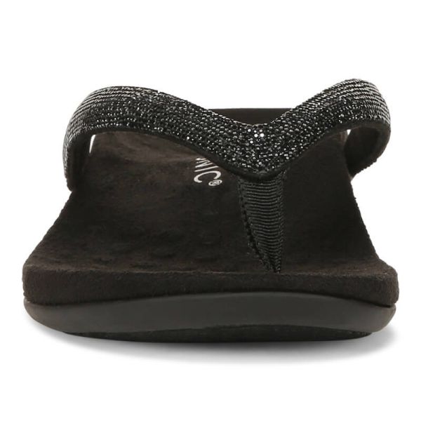 Vionic Dillon Shine Toe-Post Sandals - Black Rhinestone