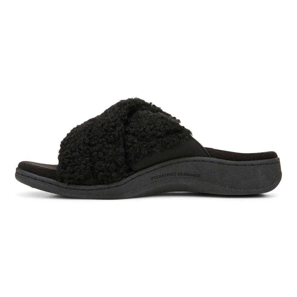 Fischer Men's Open Back Slippers - Extra Wide Velcro Strap, Black, Size 11 UK - View #5