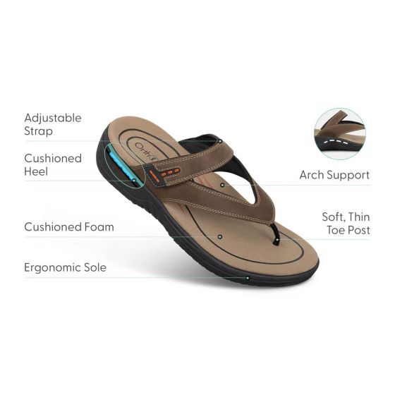 Orthofeet Eldorado - Men's Adjustable Strap Flip-Flop Sandals