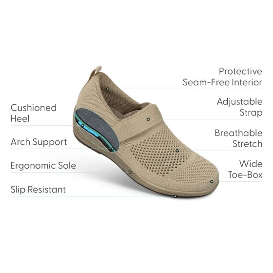 Orthofeet Eve - Women's Stretch Casual Shoes Beige - photo 5