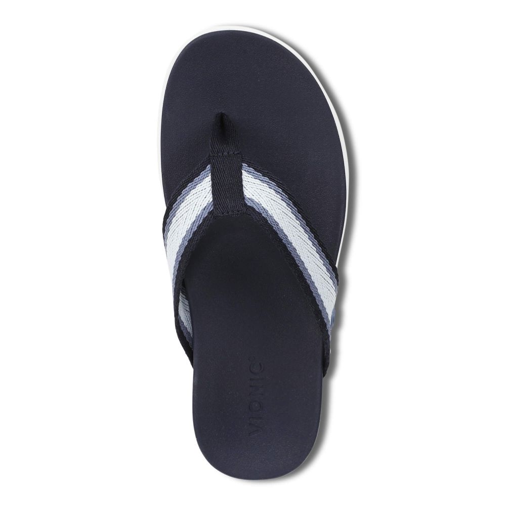 Vionic Sandals Indigo Flip Flops 12 Navy Blue Striped Casual Beach Summer Vionic Beach Indigo - Women main image 3