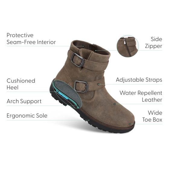 Orthofeet Shania - Women's Mid-Rise Leather Boots