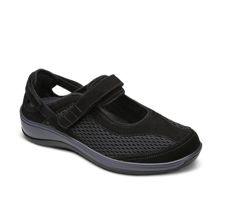 Orthofeet Sanibel - Women&#039;s Active Mary Jane Shoes (Color: Black - Shoe Size: 9 - Width: M)